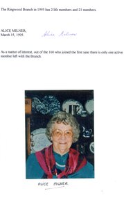 Literary work, Alice Milner's memories of CWA Ringwood Branch in 1995
