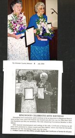 Document, 60th birthday photo and article of Ringwood CWA branch in 2006