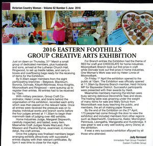 Article, 2016 CWA Eastern Foothills Group Exhibition in Ringwood