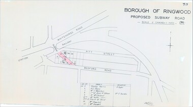 Map, Borough of Ringwood, Victoria - Proposed Subway Road - 1943