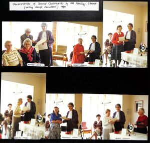 Photograph, Ringwood CWA Presentation by acting Group President, Marjory Warner, presenting Service Certificates presented to six members in 1994
