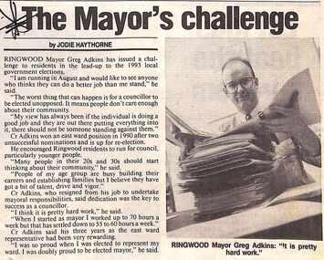 Newspaper, Scrapbook Clipping, Library Collection, Ringwood, Victoria, `