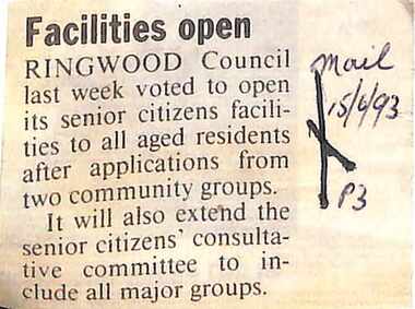 Newspaper, Scrapbook Clipping, Library Collection, Ringwood, Victoria, `