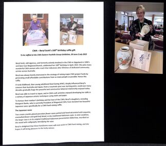 Document, Ringwood CWA Branch, Beryl Scott 100th birthday raffle in 2022