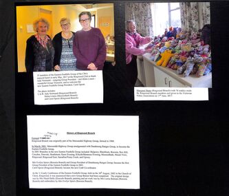 Mixed media, Ringwood CWA Branch's history, craft and thank you to Judy Normand, outgoing Foothills Group President in 2017