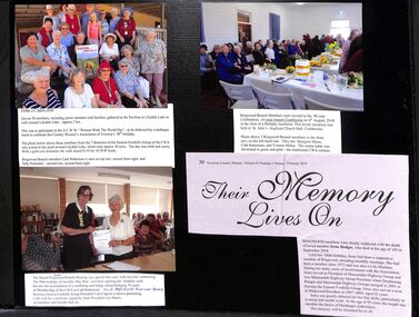 Mixed media, Ringwood CWA death of Irene Hodges in 2019 and other member gatherings in 2018
