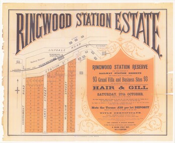 Poster - Auction, Ringwood Station Estate, Ringwood, Victoria - circa 1925