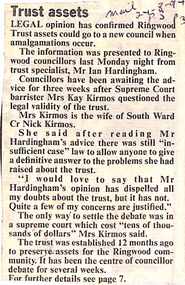 Newspaper, Scrapbook Clipping, Library Collection, Ringwood, Victoria, `