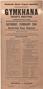 Poster, Gymkhana Sports Meeting, Heatherdale Road, Ringwood - circa 1949
