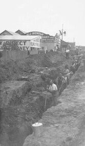 Photograph, Maroondah Highway East, Ringwood- c1920's. Excavation for new water main