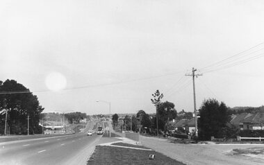 Photograph, Maroondah Highway East, Ringwood- 1969. Looking west towards Ringwood past Burnt Bridge shopping centre