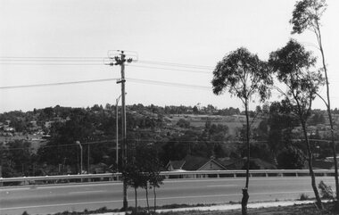 Photograph, Maroondah Highway East, Ringwood- 1969. View looking north from Civic Centre towards Norwood High School