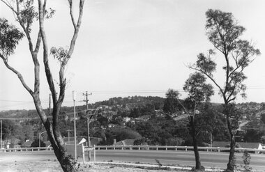 Photograph, Maroondah Highway East, Ringwood- 1969. View of Loughnan's Hill from Civic Centre