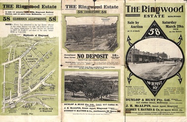 Pamphlet - Land Auction Brochure, The Ringwood Estate, Ringwood, Victoria - 1919