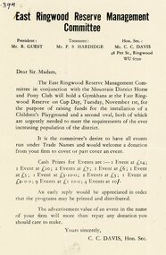 Pamphlet, East Ringwood Reserve Management Committee