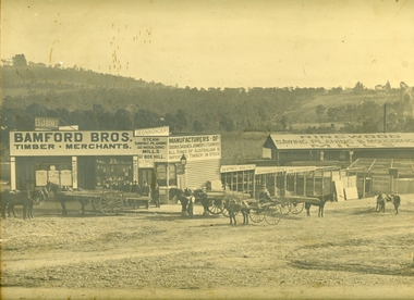 Photograph, Maroondah Highway Central, Ringwood. Bamford's Timber Yard, 1910