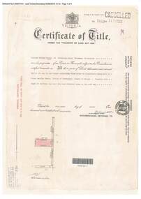 Document, Certificate of Title - W.G. Carter, Grandview Grove, Warranwood, Victoria, (later Bemboka Road) - part of Crown Section Twenty, Parish of Warrandyte, County of Evelyn - 1947