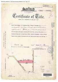 Document, Certificate of Title - Harold Claude Howship, Nurseryman, Ringwood, Vic. - 1928