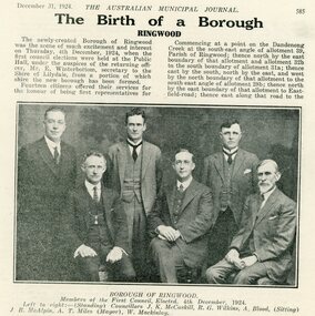 Magazine, Extract from the Australian Municipal Journal 31 December 1924 on "The Birth of a Borough" at Ringwood