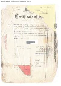 Document, Certificate of Title - Edward Thomas Miles, Gentleman, "Woorara", Ringwood - part of Crown Section 20, Parish of Warrandyte, County of Evelyn - 1913