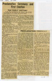 Newspaper, Extract from Ringwood Mail 22 December 1949 on the Borough of Ringwood Ceremony in 1924