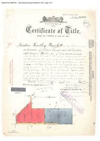 Document, Certificate of Title - Theodore Hartley Burchett - part of Crown Section 20, Parish of Warrandyte, County of Evelyn - 1911