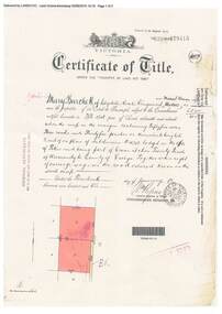 Document, Certificate of Title - Mary Burchett, Lilydale Road, Ringwood - part of Crown Section 20, Parish of Warrandyte, County of Evelyn - 14th January, 1910