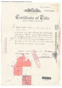 Document, Certificate of Title - Crown Allotments 4A, 4B, 11A, 11B, and Crown Sections 5 and 6 (later including Wonga Park, Vic.), Parish of Warrandyte, County of Evelyn -  17 June, 1895