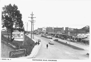 Photograph, Maroondah Highway Central, Ringwood. Whitehorse  Road looking west from Warrandyte Road. c1930's