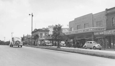 Photograph, Maroondah Highway Central, Ringwood. Looking west from near Adelaide Street, c1948