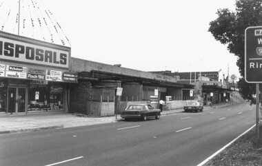 Photograph, Maroondah Highway Central, Ringwood. Oberman's building being redeveloped, 1987