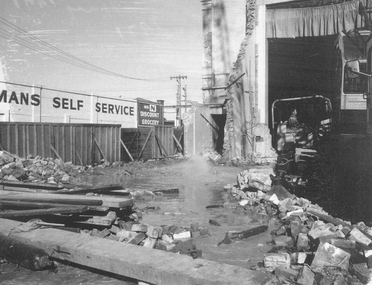 Photograph, Maroondah Highway Central, Ringwood. Demolition of Town Hall, May 1971