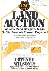 Flyer, Land Auction, Rosedale Crescent, Ringwood East - 1976