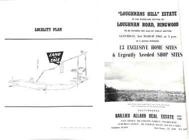 Document - Folder, Subdivision Auction - Loughnans Hill Estate 1962, Ringwood, Victoria