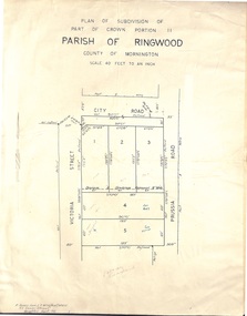 Document - Folder, Plan of Subdivision - Part of Crown Portion 11, Parish of Ringwood - undated, circa 1950s