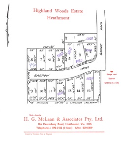 Document, Subdivision Plan - Highland Woods Estate, Heathmont, Victoria (undated, circa 1968)
