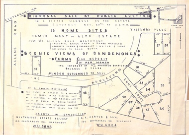 Flyer - Auction, Mont-Alto Estate, Heathmont, Victoria - circa 1960