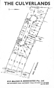 Document, Subdivision Plan - The Culverlands Estate, Heathmont, Victoria (undated, circa 1968)