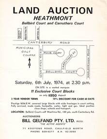 Flyer - Land Auction, Carruthers Estate, Heathmont, Victoria - 1974