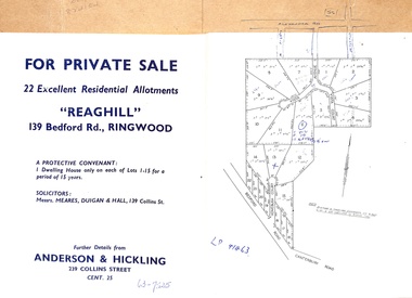 Document - Folder, Reaghill Estate Subdivision, Ringwood, Victoria - circa 1958