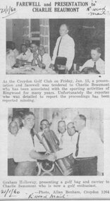 Photograph, Presentation and farewell to Charlie Beaumont, President of Ringwood Cricket Club. 1960