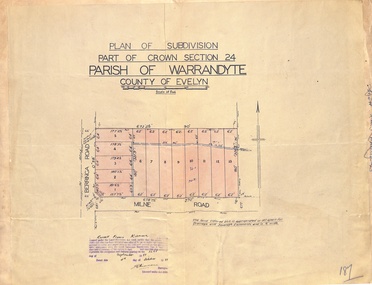 Map - Plan of Subdivision, Part of Crown Section 24, Parish of Warrandyte, County of Evelyn - 1951