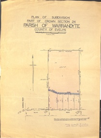 Map - Plan of Subdivision, Part of Crown Section 24, Parish of Warrandyte, County of Evelyn - undated, circa 1951