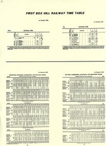 Pamphlet, First Box Hill Railway Time Table 1st December 1882