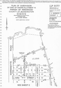 Document - Subdivision Plan, Part of Crown Allotment 19 Parish of Ringwood, County of Mornington Vol 3375 Fol 910 & Vol 3526 Fol 159 - LP5577
