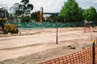 Photograph, Ringwood Railway Precinct in 2009, facing north towards Eastland, showing demolished taxi rank