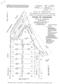 Document - Subdivision Plan, LP12308 Crown Allotment 14C and Part of Crown Allotment 14A Parish of Ringwood, County of Mornington Vol 5378 Fol 511 - Circa 1927