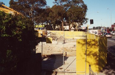 Photograph, Ringwood Railway Precinct circa 2009, Maroondah Highway looking west over demolished shops