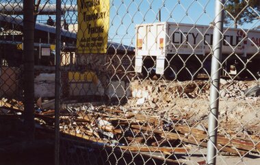 Photograph, Ringwood Railway Precinct circa 2009, demolishing buildings with dump truck