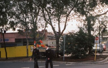 Photograph, Ringwood Railway Precinct circa 2009, shops (including Jimmy's Bar) on east side on station entrance just before demolition
